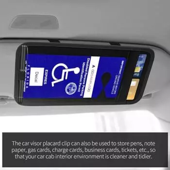 Держатель таблички для инвалидов, защита для знака разрешения на парковку для инвалидов, универсальный, простой в установке, автомобильный козырек, автоматический зажим для карт с держателем ручки