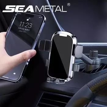 Держатель телефона SEAMETAL на вентиляционную решетку автомобиля, вращающийся на 360°, с удлинителем — универсальное крепление на приборную панель для телефонов с диагональю 4,7–7,2 дюйма чёрный