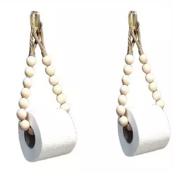 Держатель туалетной бумаги на 2 шнура, держатель для туалетной бумаги в стиле бохо, держатель для туалетной бумаги на шнуре, настенное украшение для фермерского дома (без крючков) Pack of 2