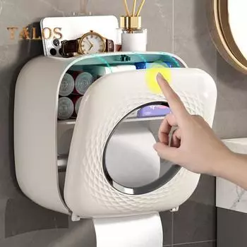 Держатель туалетной бумаги в коробке с салфетками и полкой. Прочная несущая способность. Легко устанавливается. Крепление без сверления. Подставка для туалетной бумаги с контейнером для хранения. хаки