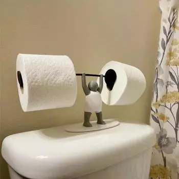 Держатель туалетной бумаги Yousheng Weightlifter, 3D-печатный держатель рулона бумаги для штанги, держатель для туалетной бумаги в виде штанги, декор для ванной комнаты, подарок для любителей спортзала серый