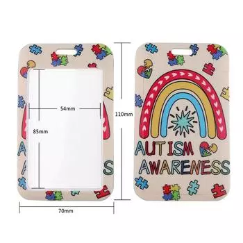 Держатель удостоверения личности Радужный держатель удостоверения Шейные ремни Держатель значка аутизма Аксессуары для мобильных телефонов As shown