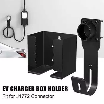 Держатель зарядного устройства для электромобилей Настенное крепление Настенное перфорирование с винтами Противоскользящая защита Вилка Держатель кабеля зарядного устройства Кронштейн Держатель зарядного устройства для электромобилей