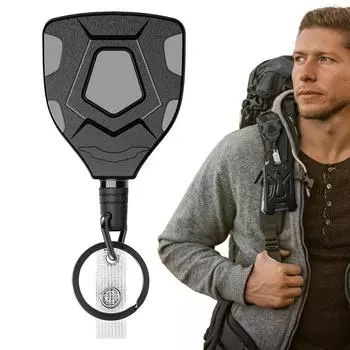 Держатель значка, выдвижной зажим, прочный брелок, высокоэластичный карабин, аксессуары для улицы со стальным тросом для чёрный