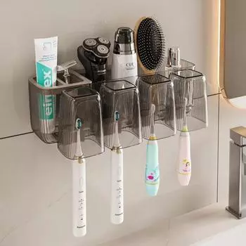 Держатель зубной щетки без сверления, настенный, для ванной комнаты, стакан для ополаскивателя полости рта, перевернутый, пыле- и водонепроницаемый