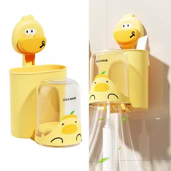 Держатель зубной щетки и зубной пасты, настенный держатель для одной чашки жёлтый