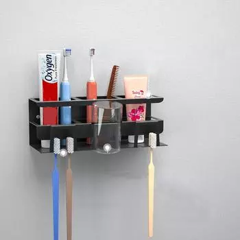 Держатель зубной щетки из нержавеющей стали, настенный, сверление не требуется, держатель головки электрической щетки для зубных щеток, зубная паста, хранение зубной щетки 2 Head