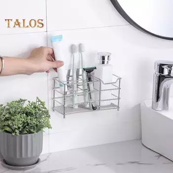 Держатель зубной щетки из нержавеющей стали с отверстием для слива, органайзер для ванной комнаты, держатель для бритвы, расчески, зубной пасты, подставка для триммера для бровей в отеле S серебряный