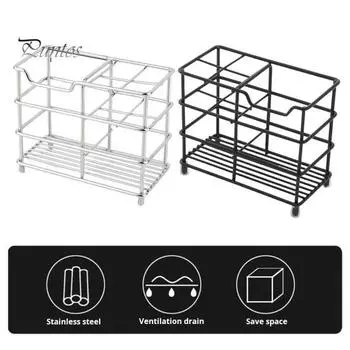 Держатель зубной щетки из нержавеющей стали с отверстием для слива, органайзер для ванной комнаты, держатель для бритвы, расчески, зубной пасты, подставка для триммера для бровей в отеле S серебряный