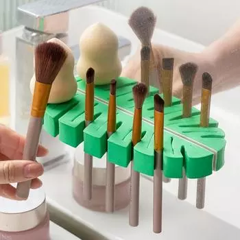Держатель зубной щетки, кисточка для макияжа в форме листа, настенный кронштейн, косметическая кисть в форме яйца, подставка для чистки и сушки зелёный