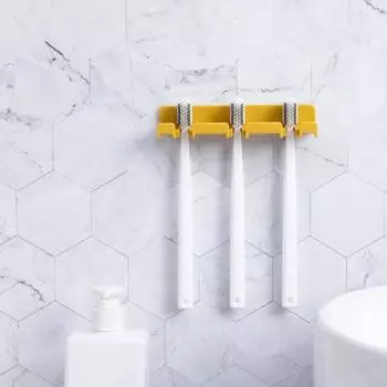 Держатель зубной щетки Многофункциональная противоскользящая стойка из АБС-пластика, не оставляющая следов, вилка для хранения пасты для ванной комнаты белый
