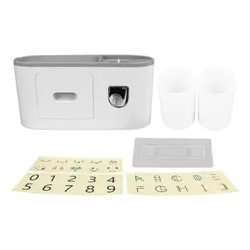 Держатель зубной щетки настенный с 2 чашками автоматический дозатор зубной пасты многофункциональный