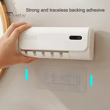 Держатель зубной щетки с двухдиапазонной УФ-стерилизацией, сенсорным управлением, цифровым дисплеем, перезаряжаемый самоклеящийся органайзер для зубных щеток белый