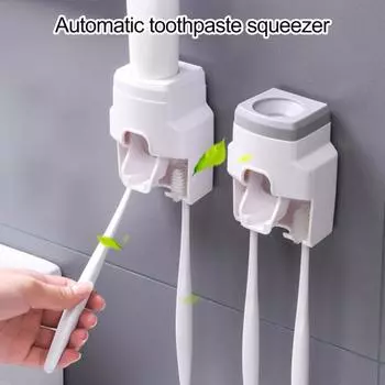 Держатель зубной щетки Универсальный практичный влагостойкий дозатор зубной пасты Подставка для зубных щеток Автоматический выдавливатель зубной пасты белый