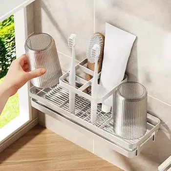 Держатель зубной щетки Водонепроницаемый, устойчивый к ржавчине, устойчивый к коррозии, простая установка, счетчик для сверления, подставка для зубной щетки, аксессуары для ванной комнаты чёрный