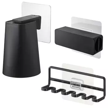 Держатель зубной щетки Yamazaki Jitsugyo, магнитный стакан, держатель тюбика зубной пасты, крючок для пленки, плавающий контейнер для хранения, раковина, черный цвет 4521 5488 5626 & & чёрный