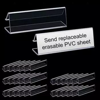 Держатели этикеток из 30 упаковок Проволочные полки Прозрачные держатели ценников для билетов Легко протираются и очищаются Экологичное решение для дисплеев белый