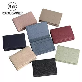 Держатели для карт Royal Bagger для мужчин и женщин из натуральной коровьей кожи, модный повседневный кошелек для монет, небольшой деловой кошелек 1574