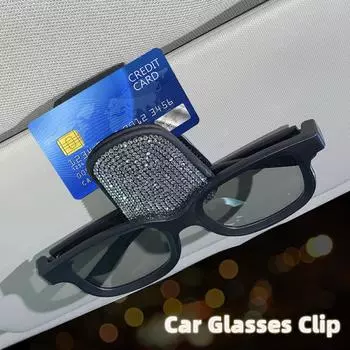 Держатели для очков Diamond Солнцезащитный козырек автомобиля Солнцезащитные очки Крепление для очков с зажимом для билетной карты Аксессуары для салона автомобиля Держатель для очков