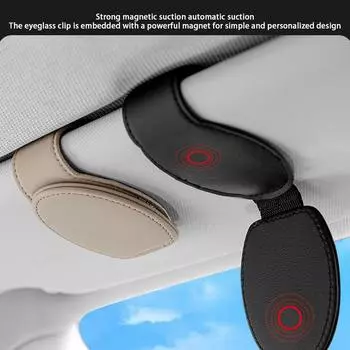 Держатели для очков для солнцезащитного козырька автомобиля, кожаная вешалка для очков, держатель для солнцезащитных очков и зажим для билетной карты, многофункциональное хранилище чёрный