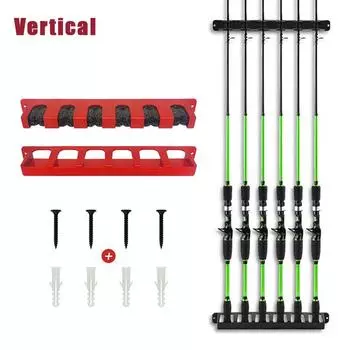 Держатели для удочек, стойка для 6 удочек, вертикальный держатель для удочек, настенное крепление, модульное, для гаража, стойка для демонстрации удочек, фиксированная рама