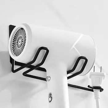 Держатели для выпрямителя для волос, полка, аксессуары для ванной комнаты, настенный органайзер для ванной комнаты, стеллаж для хранения, держатель для фена чёрный