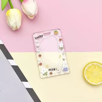 Держатели карт Kawaii Panda Прозрачные акриловые чехлы для карт Полезные держатели для удостоверений личности Держатели для рабочих карт Транспортные держатели для карт
