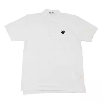 des PLAY BLACK HEART POLO SHIRT Поло БЕЛАЯ [COMME GARONS] [размер XS] белый