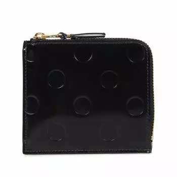 Des POLKA DOTS ТИСНЕННЫЙ БУМАЖНИК Comme des Garcons Кошелек Мини-кошелек на молнии Натуральная кожа в горошек Черный SA3100NE [Comme Garcons] L-образный мужской