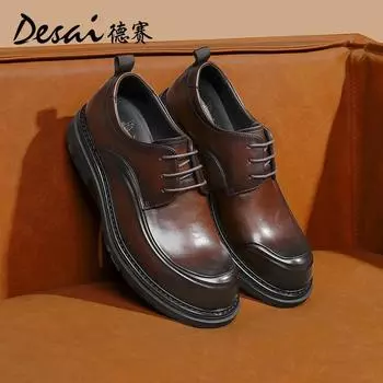 Desai British Retro Business Casual Leather Shoes Men s Natural Leather Soft Soled Formal Men Shoes Casual Men s Leather Shoes 40 коричневый