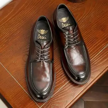 Desai Business Leather Shoes First Layer Cowhead Men s Shoes Дышащая мягкая поверхность Модные и удобные туфли Дерби 39 коричневый