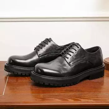 Desai Повседневные туфли дерби Дышащие Нарядные Деловые Британский стиль Универсальные Кожаные туфли Мужские 39 чёрный