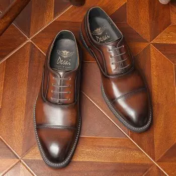 Desai деловые деловые кожаные туфли на шнуровке дышащие трехсоставные оксфордские туфли дерби для жениха мужская обувь 38 коричневый