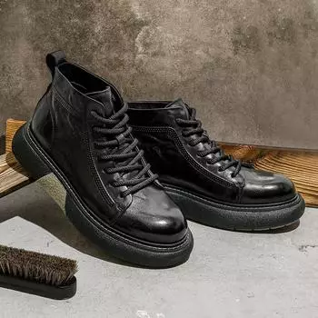 Ботинки Martin первого слоя из коровьей кожи Desai, амортизирующие мужские ботинки с толстой подошвой, мужские рабочие ботинки средней жесткости 38 коричневый