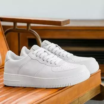 Desai Универсальные мужские туфли Пилот Платформа Кожаные туфли Шнуровка Бордовые туфли Повседневная мужская обувь Мужские спортивные маленькие белые туфли Мужские 37 белый