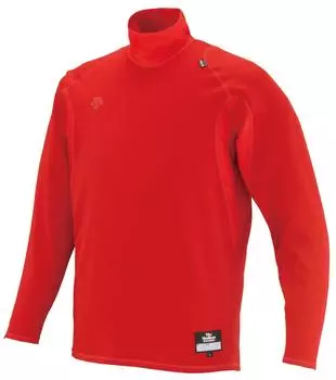 DESCENTE Baseball High Long Relaxed Size STD652 Undershirt, Neck, Sleeve, Fit, Red, Small,