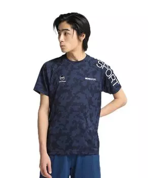 Descente короткий рукав защита от ультрафиолета впитывающий пот быстросохнущий эластичный тренировочный темно-синий LL [Move Sports] мужской DX-C2854AZ тёмно-синий