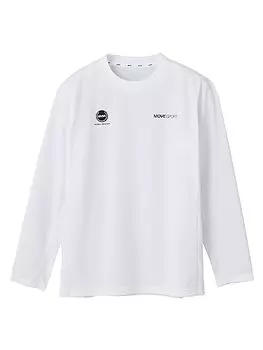 Descente MOVESPORT MVSP Long Sleeve T-Shirt, Long Sleeve Shirt, Back Logo, Sweat Absorbent, Quick Drying, white, Large