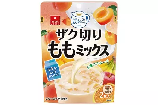 Десерт Aszak Foods Drinkable, приготовленный на основе молока, смесь нарезанных персиков Zaku, 2 порции x 12 штук