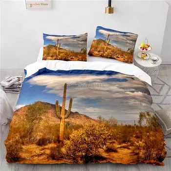 Desert Cactus Landscape Printed Bedding Set 3d Duvet Cover Sets Pillowcases Adult Children Twin Full Queen King Size Bedclothes 135x200cm