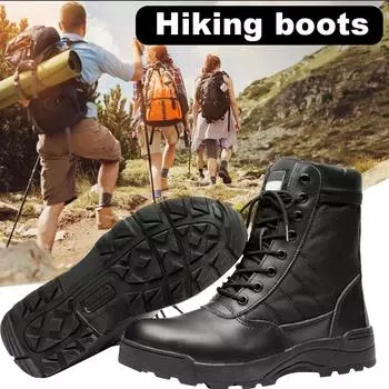 Desert Combat Boots Lace Up Outdoor Hiking Boots High-top Hunting Training Boots Lightweight Non-Slip for Men 39 чёрный