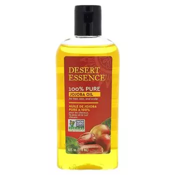 Desert Essence, 100% чистое масло жожоба, для волос, кожи и кожи головы, 4 жидких унции (118 мл)