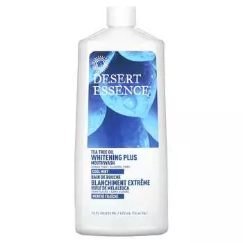 Desert Essence, Масло чайного дерева, отбеливающий ополаскиватель для полости рта, со вкусом прохладной мяты, 16 жидких унций (473 мл)
