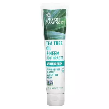 Desert Essence, зубная паста с маслом чайного дерева и нимом, Wintergreen, 6,25 унций (176 г)
