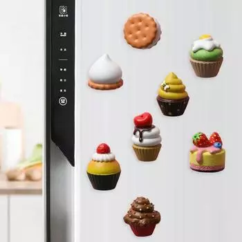 Десерт Магнит на холодильник Смола 3D Торт Печенье Кекс Имитация еды Микроволновая печь Доска Заметки Фото Магнит на холодильник Домашний офис Кухня G