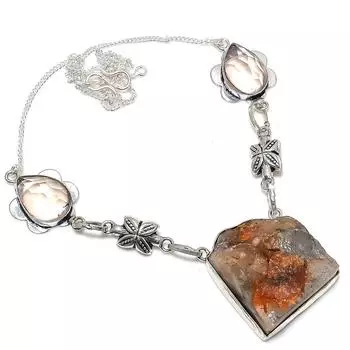 Ювелирные изделия из серебра 925 пробы с драгоценными камнями Desert Rose Druzy, ожерелье 18 дюймов Y4o12 белый