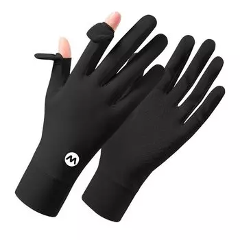 Desert Sun Protection Gloves for Women Summer Hiking Ice Silk Thin Breathable Big Northwest Qinggan Loop Travel Wear Open Finger Black M standard All yards