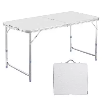 DesertFox Кемпинг Открытый складной 3 уровня Регулируемый для легкой сборки 006 Стол, Стол, 120 см/180 см, Высота, Пикник, Отдых, Кемпинг, Складной, серебряный