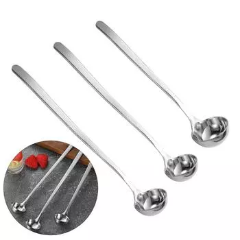 Десертная ложка из нержавеющей стали с длинной ручкой для размешивания чая, кофе, кухонная ложка для смешивания десертов, молочных коктейлей, салатов S