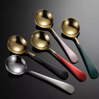 Десертная ложка из нержавеющей стали с гладкими краями, современный дизайн, ложки для кофейного супа, детские, устойчивые к ржавчине, можно мыть в посудомоечной машине, круглые ложки для перемешивания для ресторанов, дома серебряный